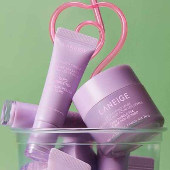 Laneige Lip Sleeping Mask Taro Bubble Tea & Lip Glowy Balm Lavender Set - Picture 3 of 9